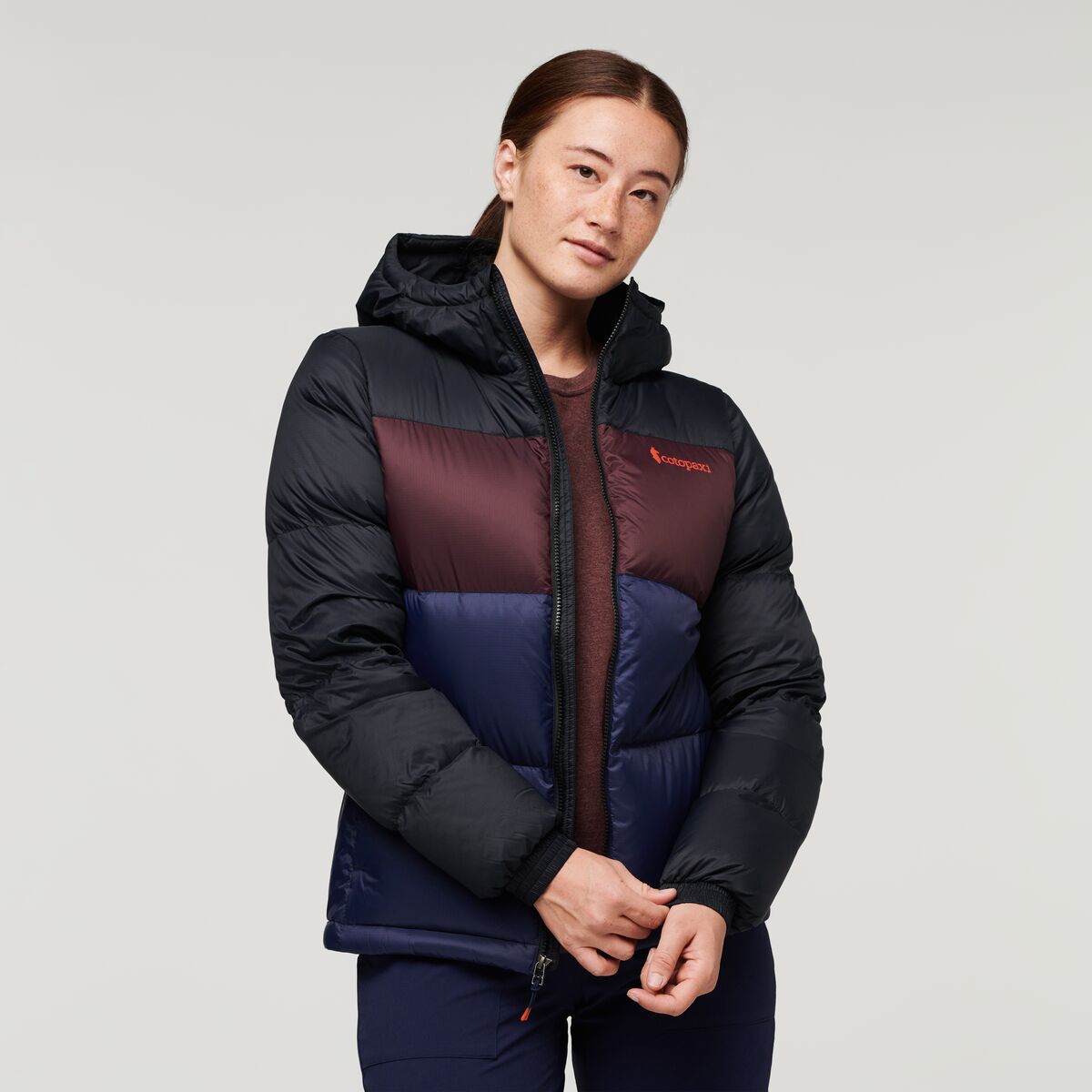 Solazo Hooded Down Jacket  - Black &amp; Maritime