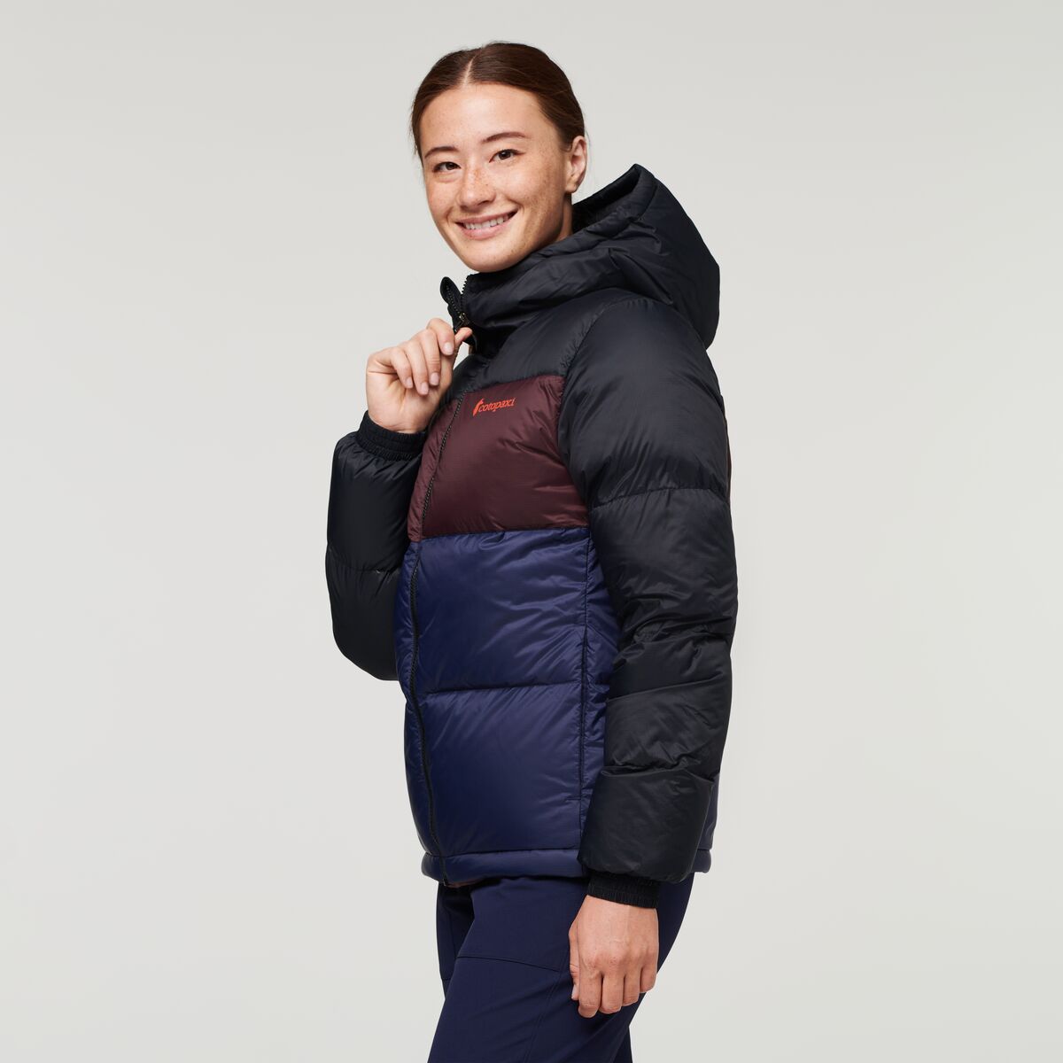 Solazo Hooded Down Jacket  - Black &amp; Maritime