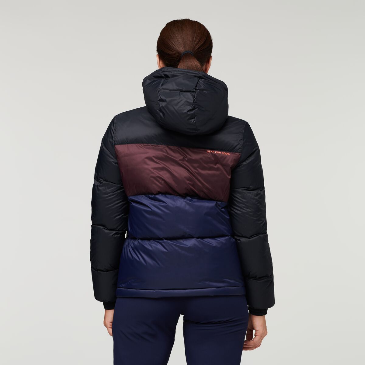 Solazo Hooded Down Jacket  - Black &amp; Maritime