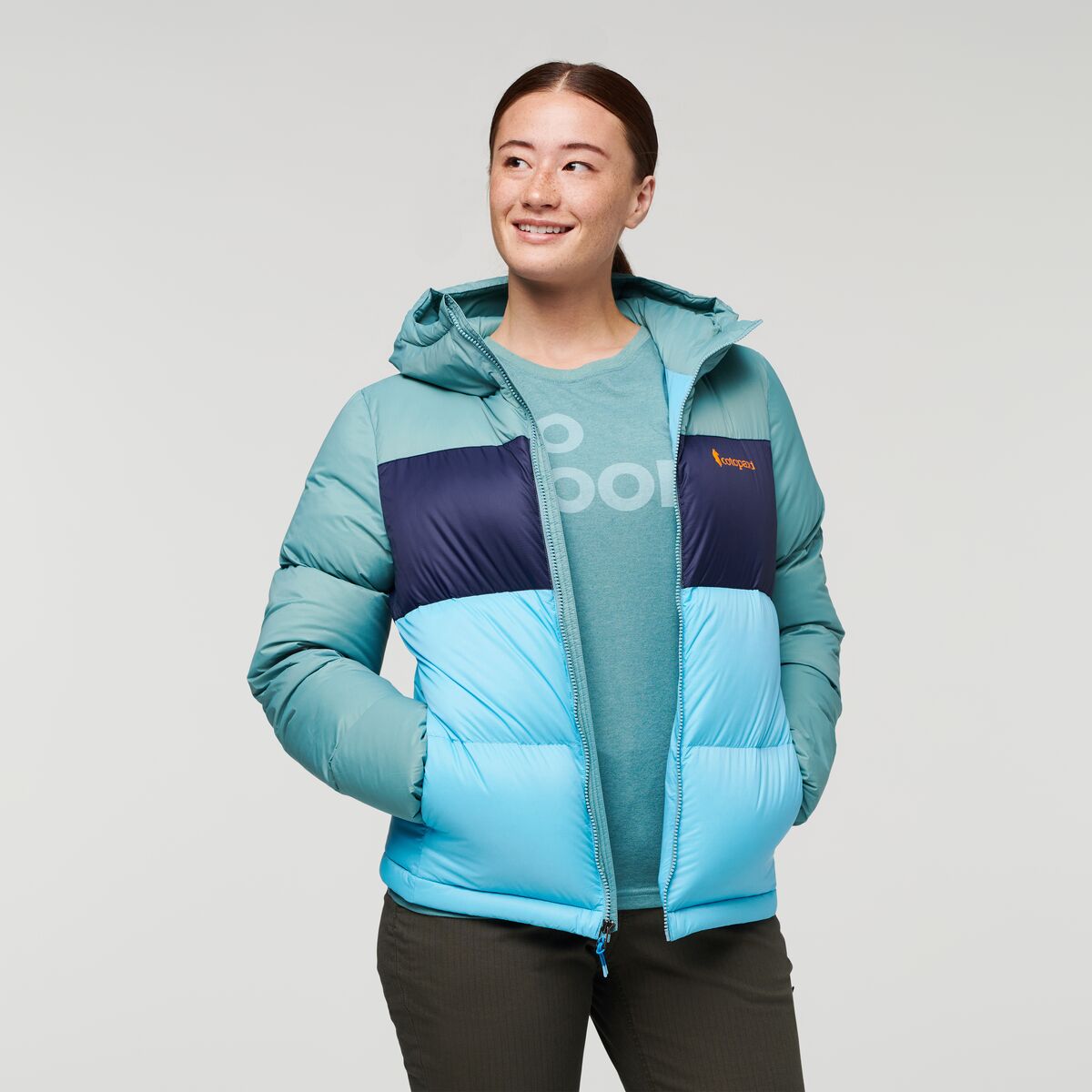 Solazo Hooded Down Jacket  - Bluegrass &amp; Blue Sky