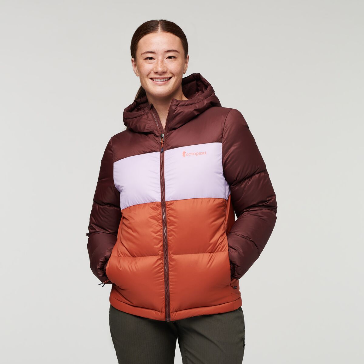 Solazo Hooded Down Jacket  - Chestnut &amp; Spice