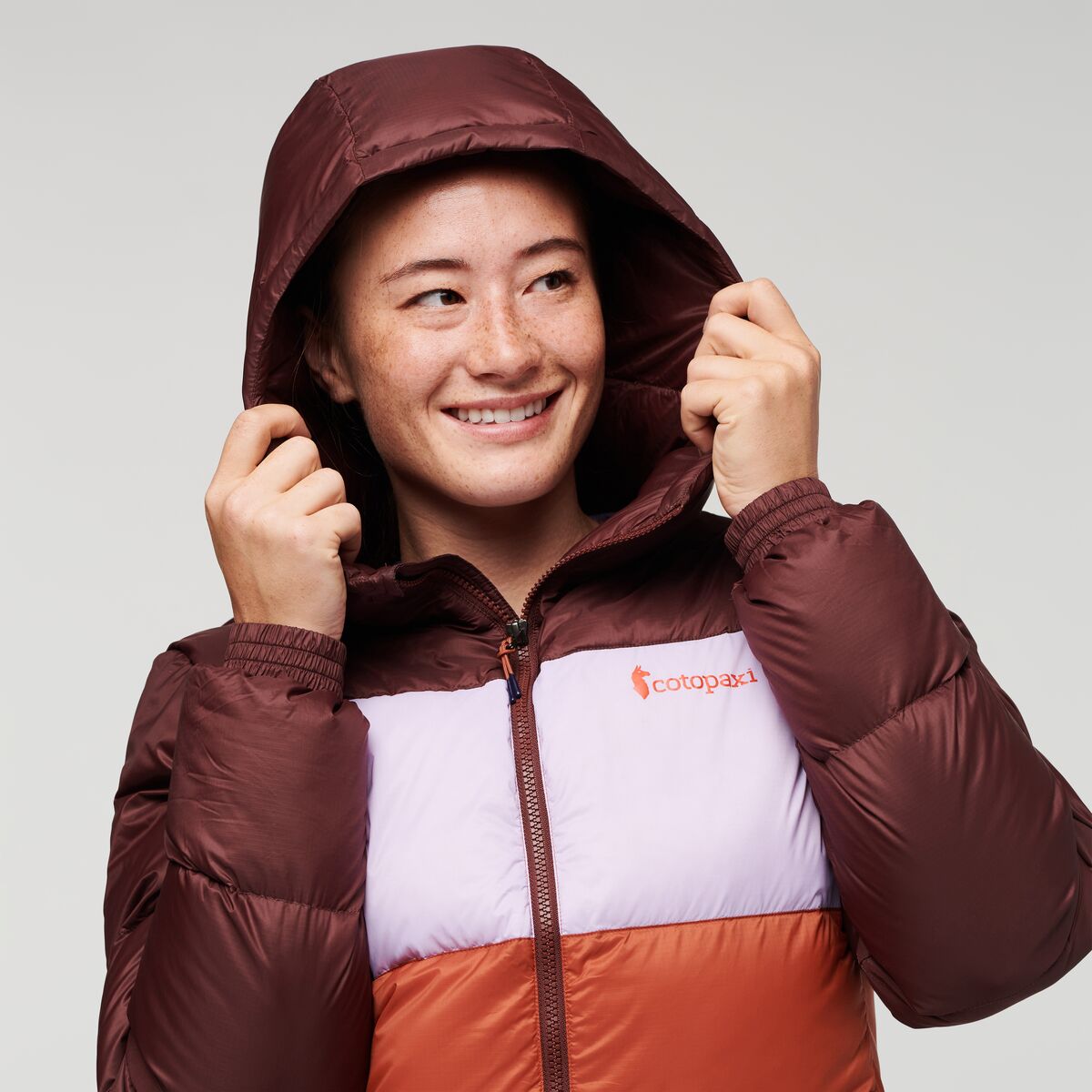 Solazo Hooded Down Jacket  - Chestnut &amp; Spice