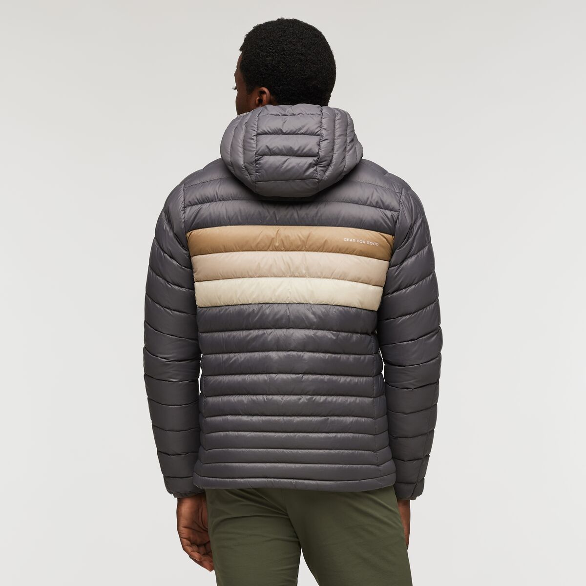 Fuego Down Hooded Jacket  - Cinder Stripes