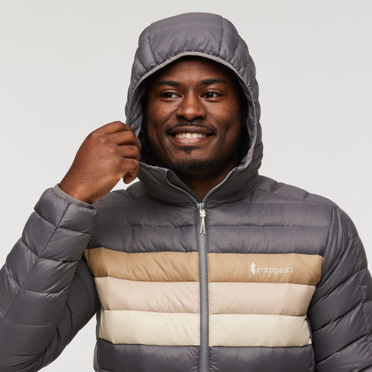 Fuego Down Hooded Jacket  - Cinder Stripes