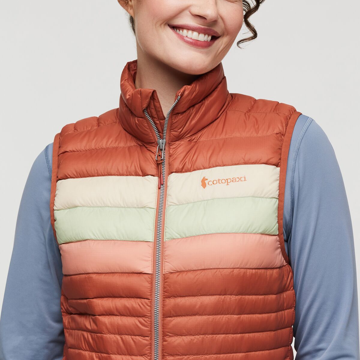 Fuego Down Vest  - Faded Brick Stripes