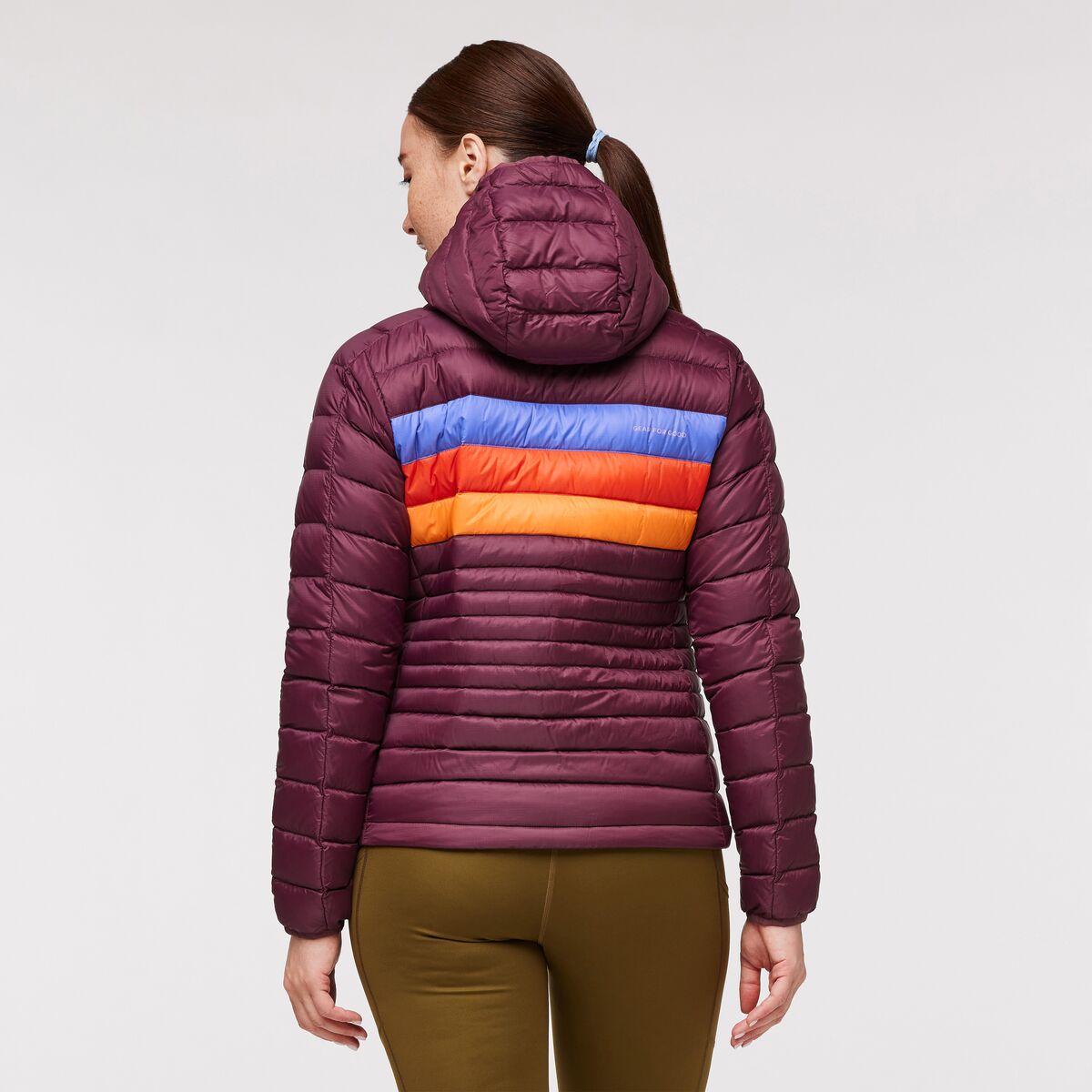 Fuego Down Hooded Jacket  - Wine Stripes