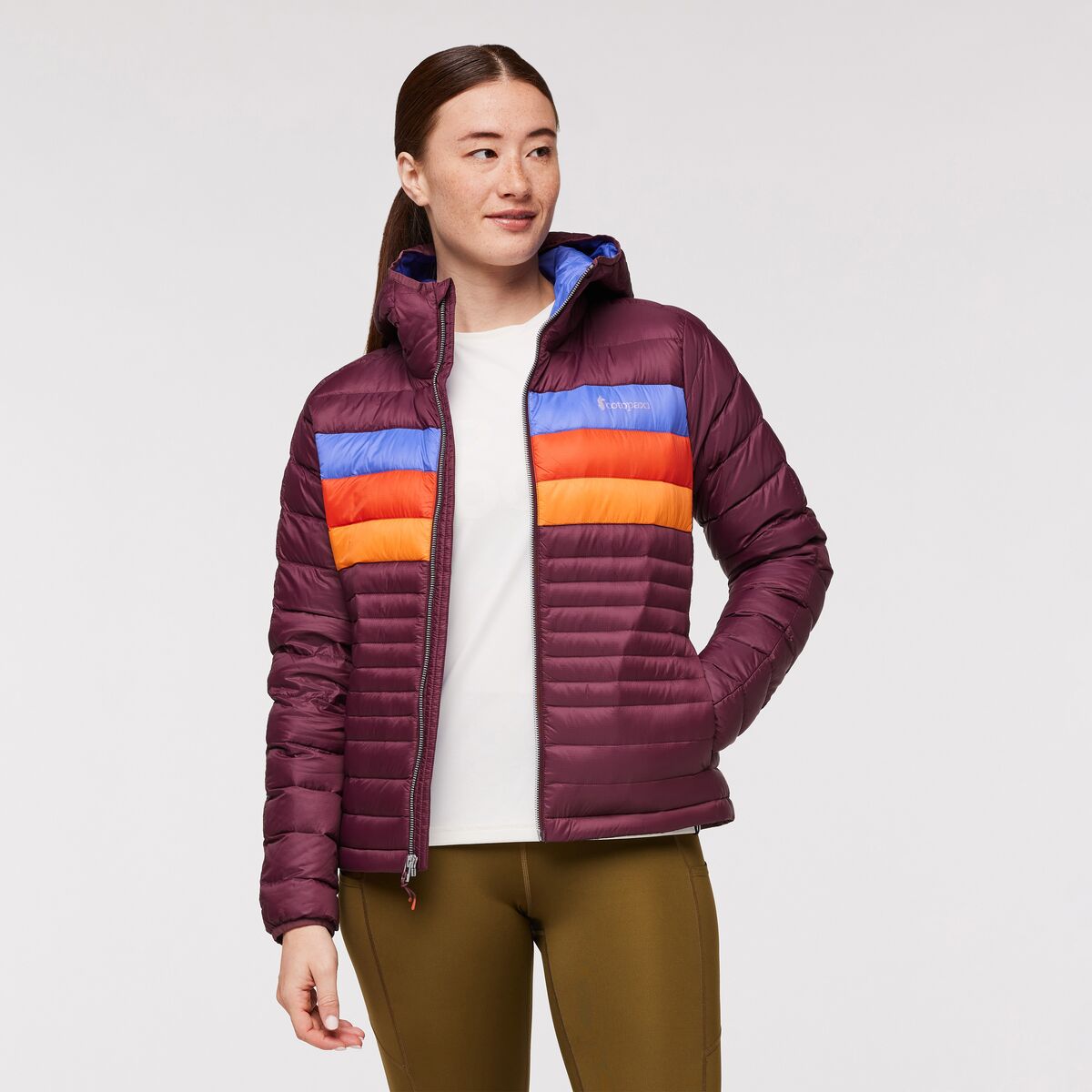 Fuego Down Hooded Jacket  - Wine Stripes