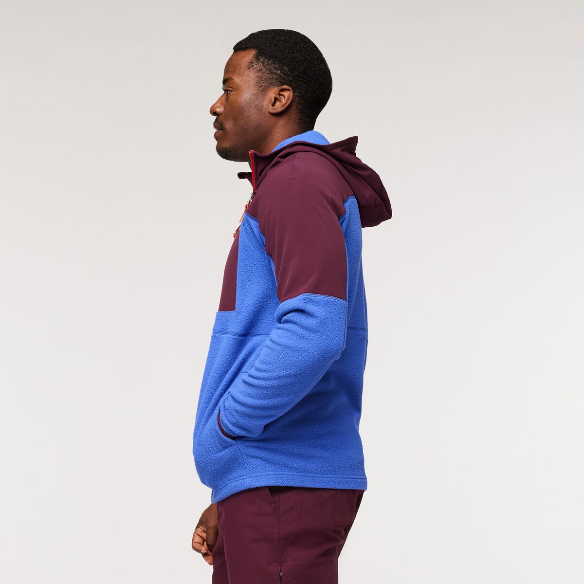 Abrazo Hood FullZip Fleece Jkt  - Wine/Blue Violet